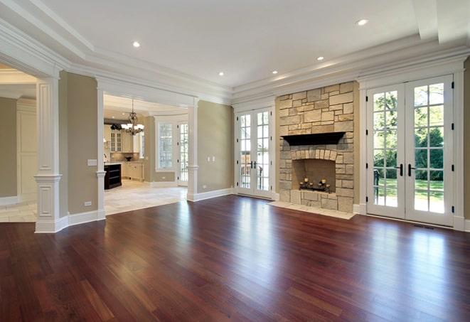 distressed wood flooring giving a rustic touch to a farmhouse